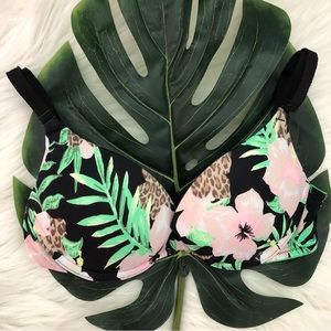 Pink Tropical Flower Print Bra Size 32B